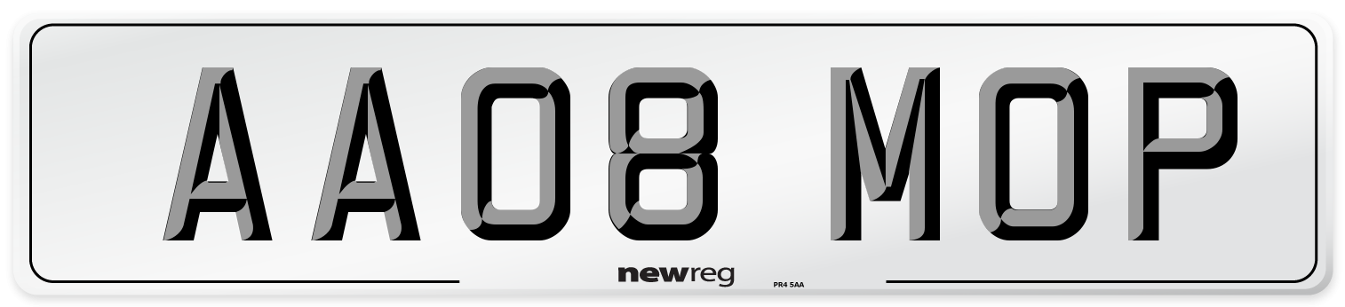AA08 MOP Number Plate from New Reg